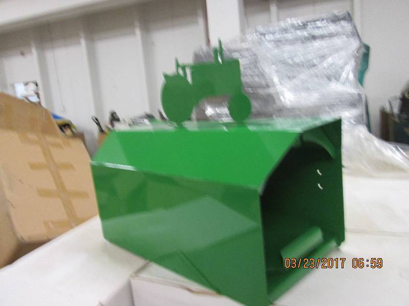 1 big green mail box with tractor t...