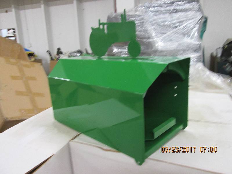 1 big green mail box with tractor t...