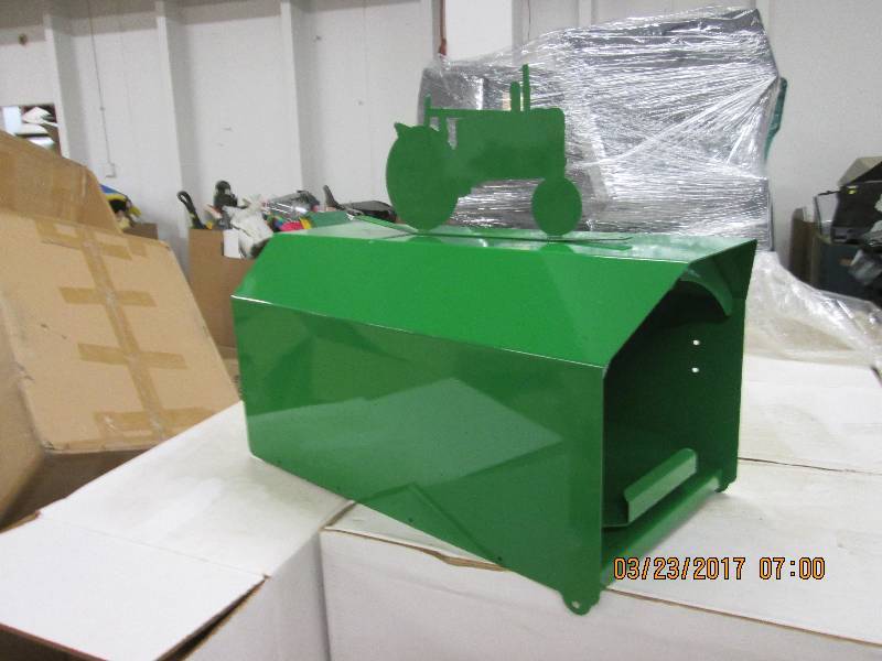 1 big green mail box with tractor t...