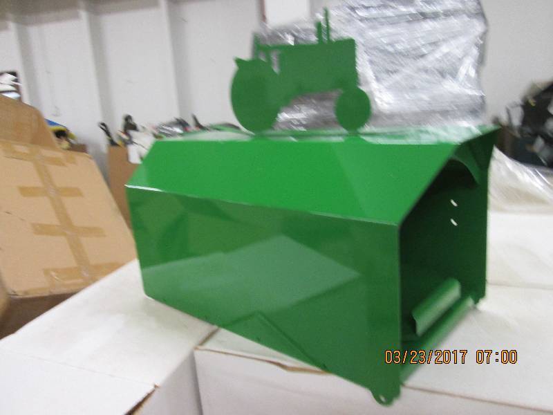 1 big green mail box with tractor t...
