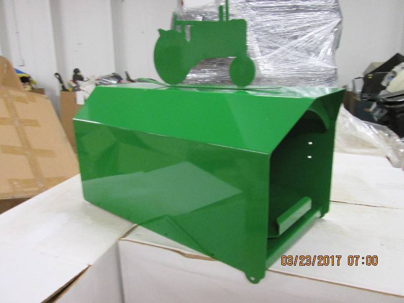 1 big green mail box with tractor t...