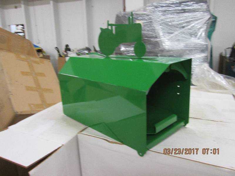 1 big green mail box with tractor t...