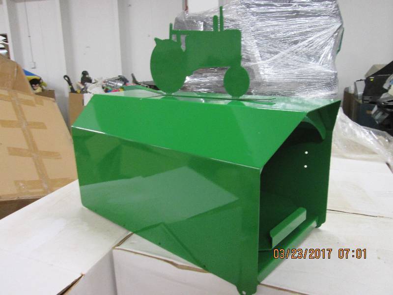 1 big green mail box with tractor t...