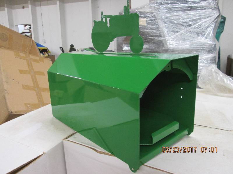 1 big green mail box with tractor t...