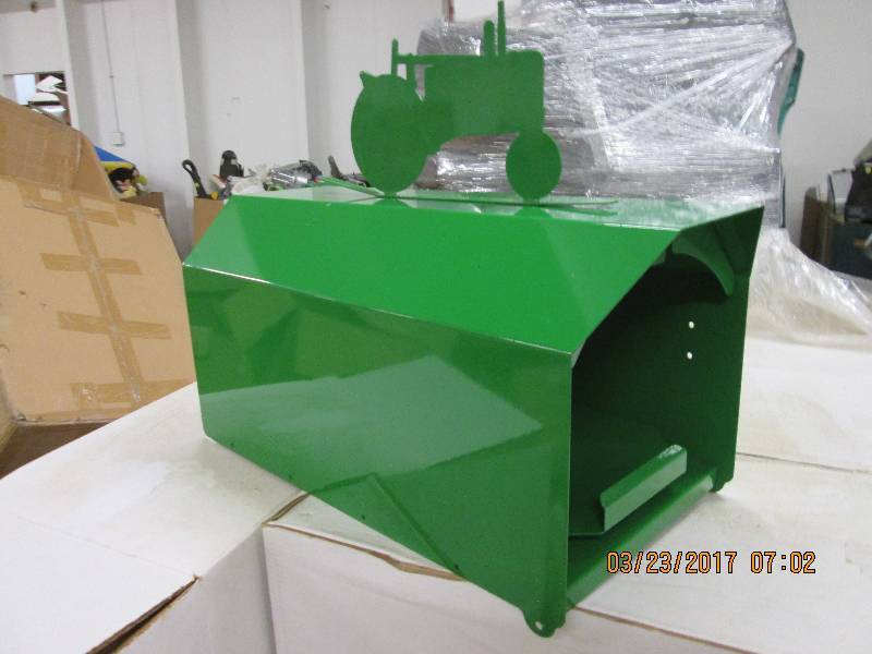 1 big green mail box with tractor t...