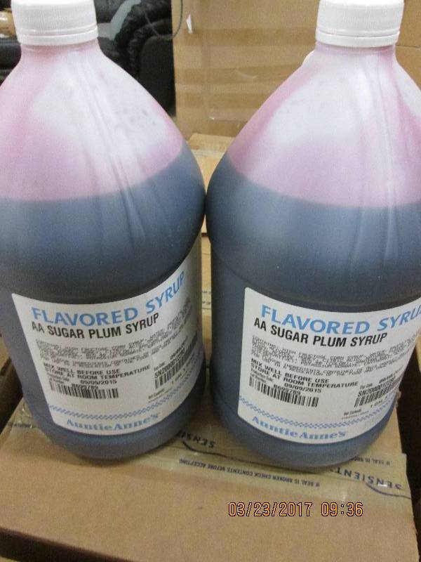 3 cases of sugar plum syrup 21 gal...