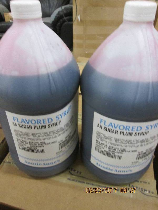 3 cases of sugar plum syrup 21 gal...