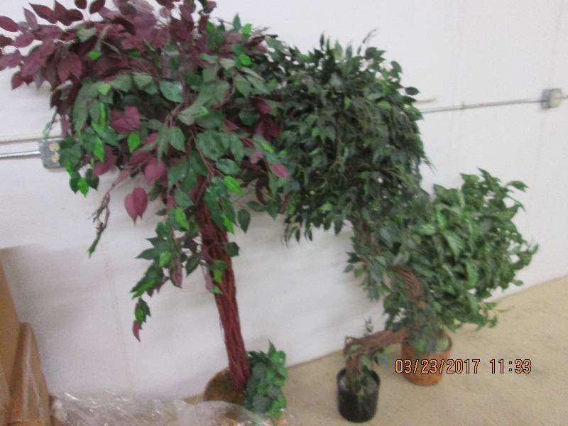 2 fake trees and 1 fake plant...