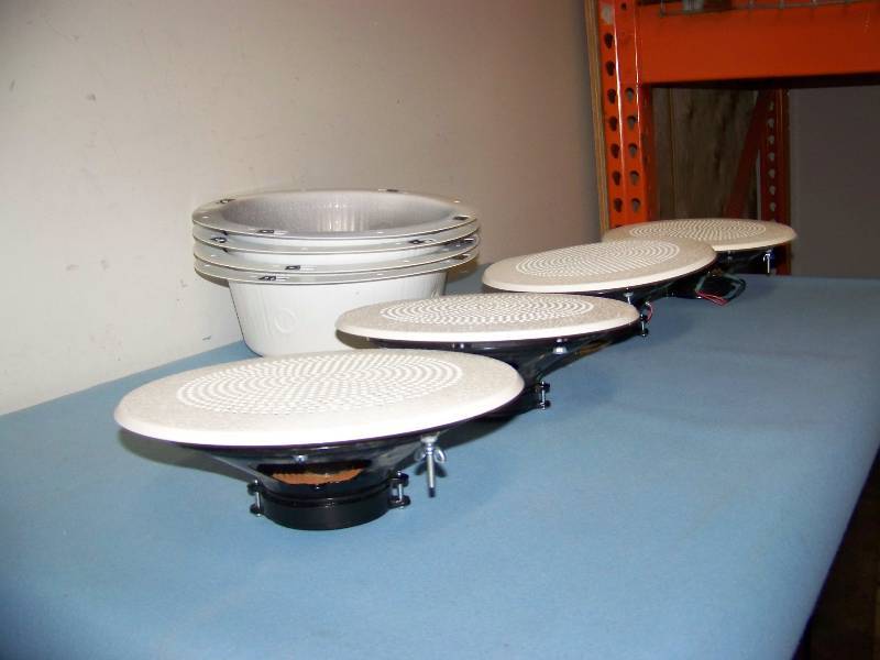 lot 58 image: (4) Quam, In-Ceiling Speakers with Back Cans
