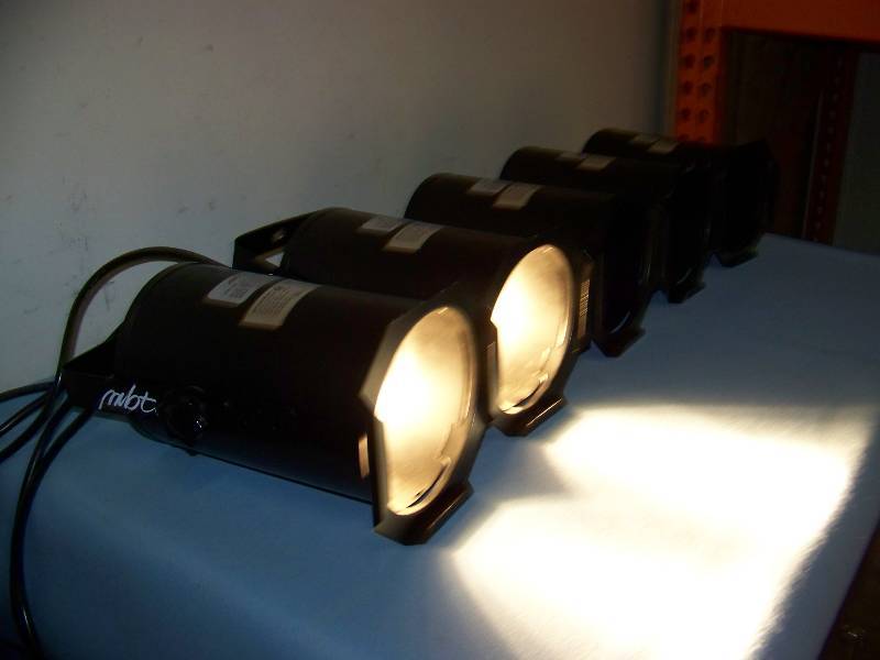 lot 63 image: (5) MBT, P38S, Studio  Stage  Spot Lights with Hanging Brackets