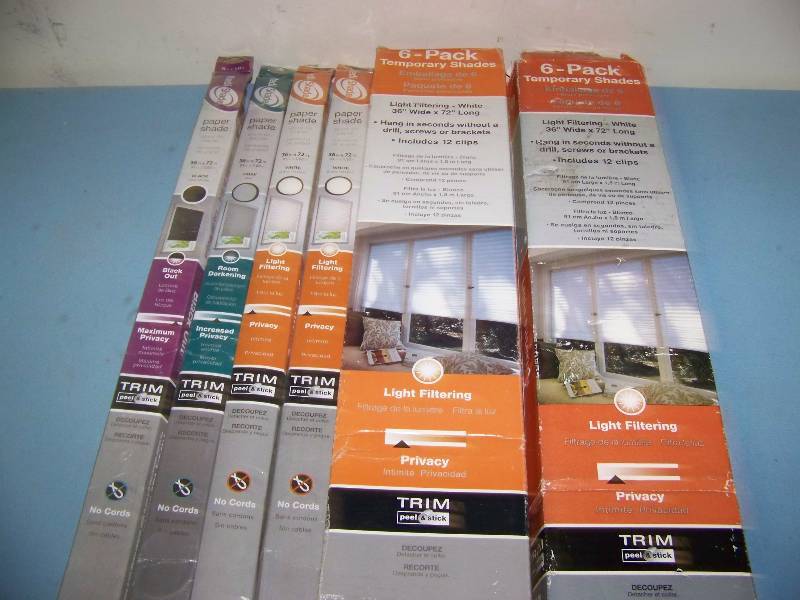 lot 160 image: (6 Packs) Redi Shade, Temporary, Paper Window Shades  Blinds - NEW in Original Packaging