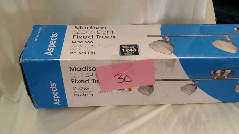 lot 30 image: Aspects Madison 4-Light Satin Nickel Dimmable Fixed Track Lighting Kit