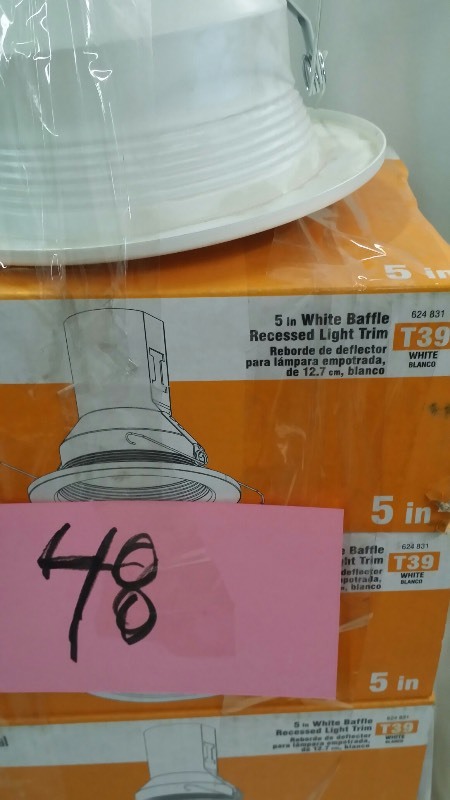 lot 48 image: Commercial Electric 5 White Baffle Recessed Light Trim