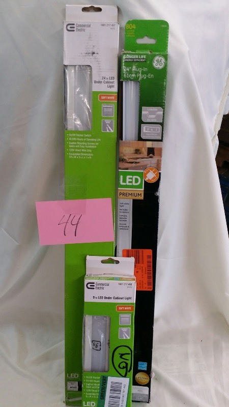 lot 44 image: Commercial Electric 24 LED Under Cabinet Light  9 LED Under Cabinet Light  24 Plug-In Under Cabinet Light