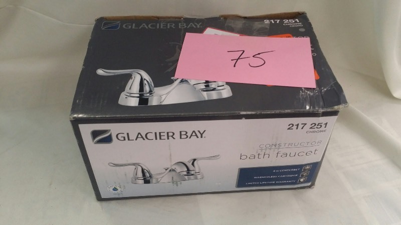 lot 75 image: Glacier Bay Constructor 4 in. Centerset 2-Handle Bathroom Faucet in Brushed Nickel