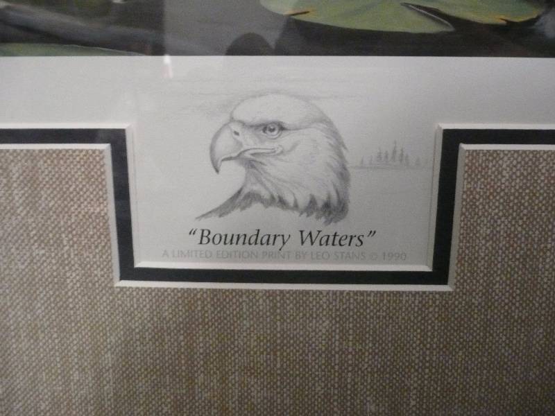 lot 24 image: Very Nice Leo Stans 1990 Limited Edition Boundary Waters Signed Collectors Edition - Professionally Framed (Eagle) Approx 25high 21wide