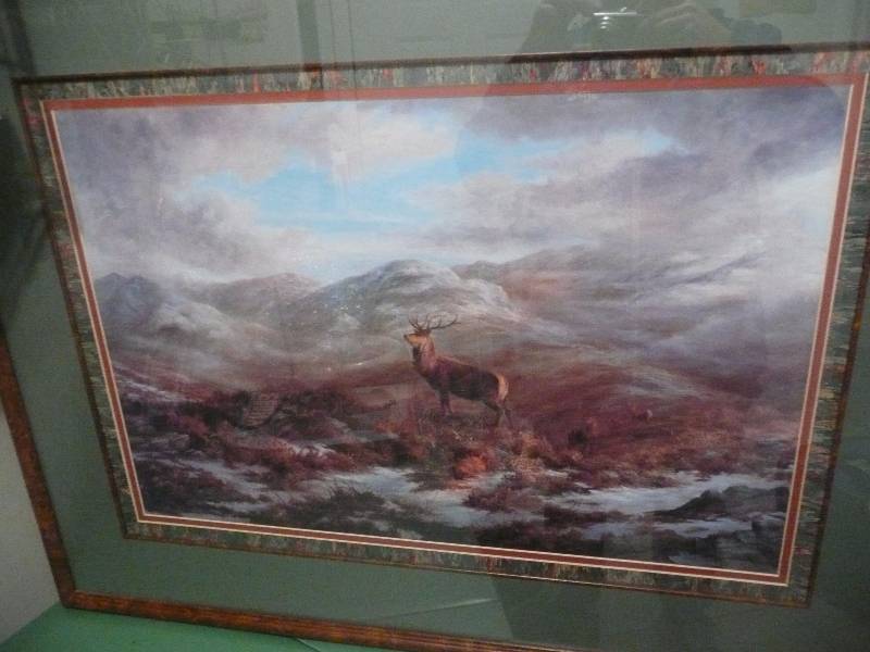 lot 26 image: Valley of the Stags Art by Elizabeth Halstead - Professionally Matted & Framed - Vintage - Approx 42wide 32high - Nice Piece
