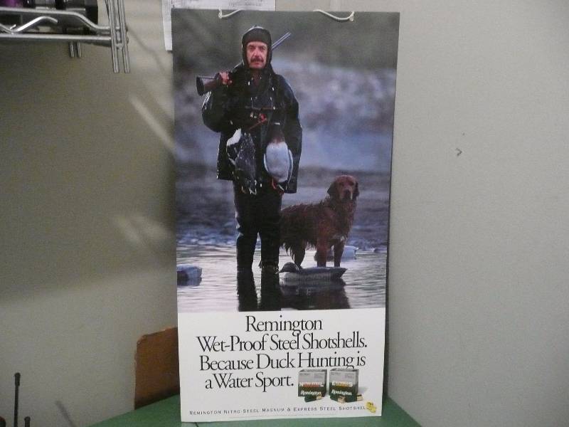 lot 33 image: Vintage Remington Double Sided Advertising Sign - NOS - Approx 16wide 30high