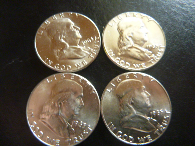 4 1963 Ben Franklin Silver Half Dollars