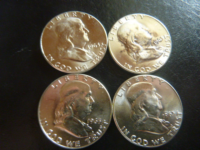 4 1963 Ben Franklin Silver Half Dollars