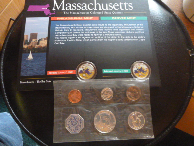 1964 US Coin Set and Massachusetts Colorized State Quarters
