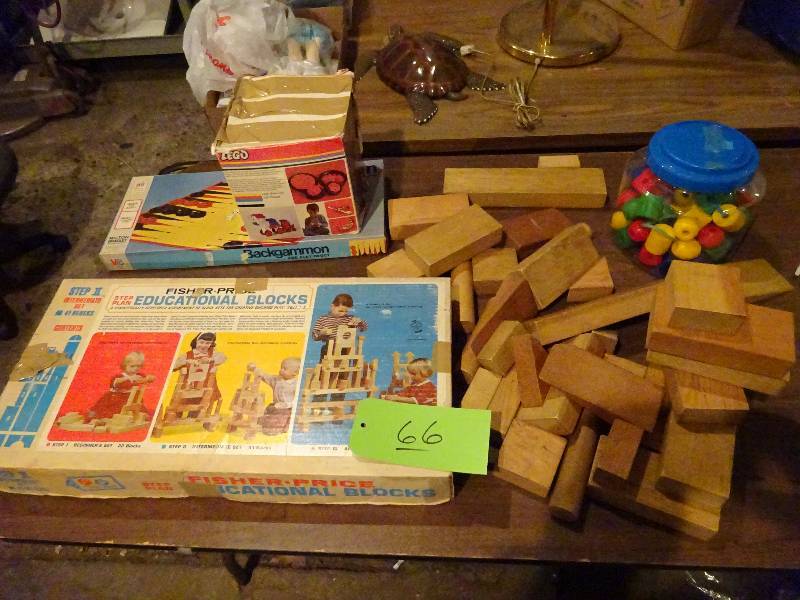 lot 66 image: Old Wooden Fisher-Price Blocks and others