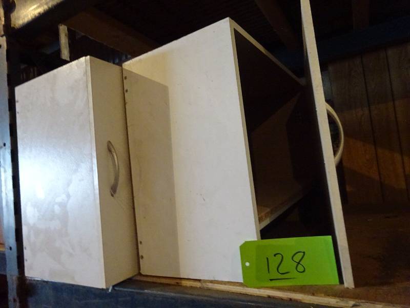 lot 128 image: Two White Wooden Cabinets