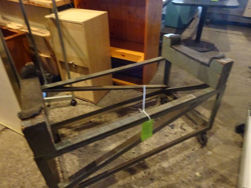 lot 130 image: Unusual Wheeled Steel Cradle