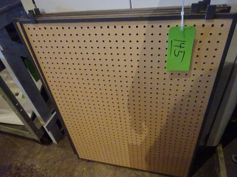 lot 145 image: 5 Metal Framed Peg Board Panels