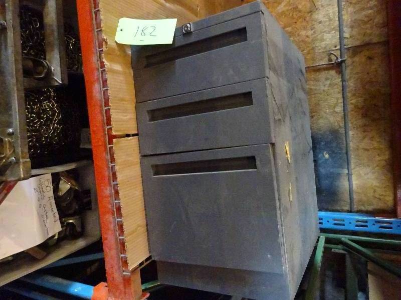 lot 182 image: Grey Metal Three Drawer