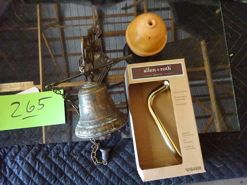lot 265 image: Brass Bell, String Dispenser,Paper Holder