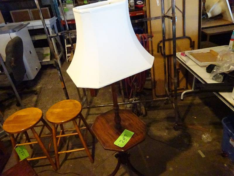 lot 289 image: Wooden TableFloor Lamp