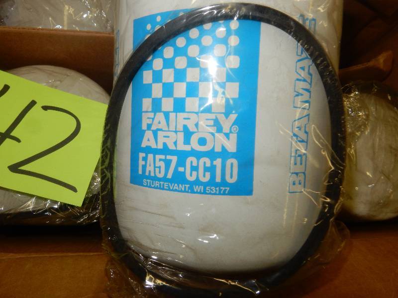 lot 42 image: Box of Fairy ARLON Oil Filters.. See numbers on picture