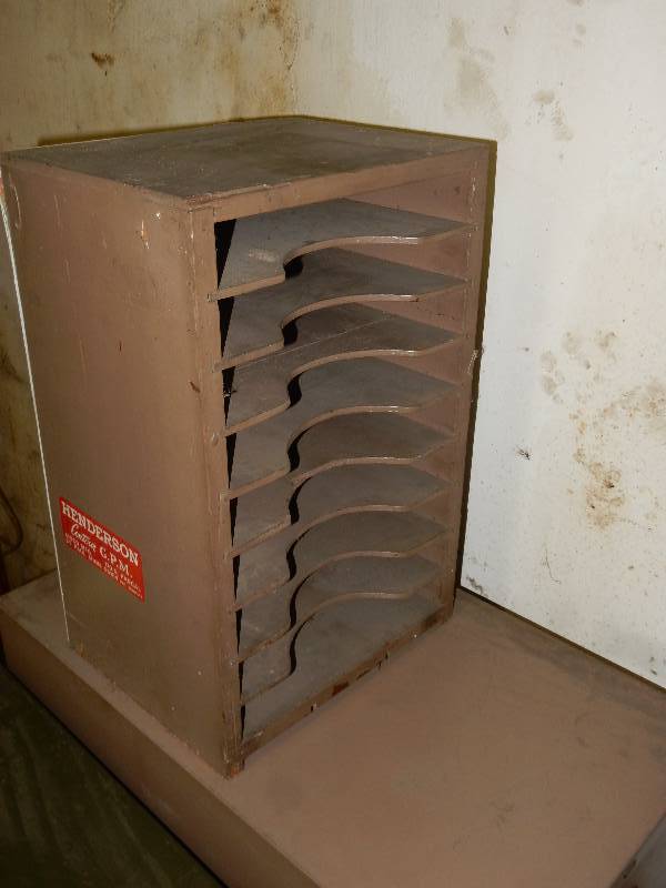 lot 112 image: 2 Drawer Letter size file cabinet and  wood paper sorter file