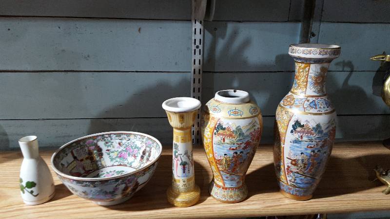 Glass Antique Chinese Vases and Bowl