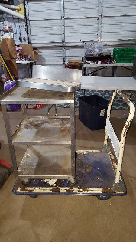 2 carts and a stainless shelf