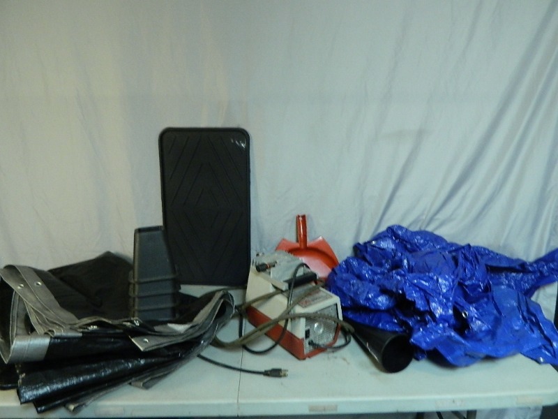 lot 60 image: Air Compressor, Tarp, and More