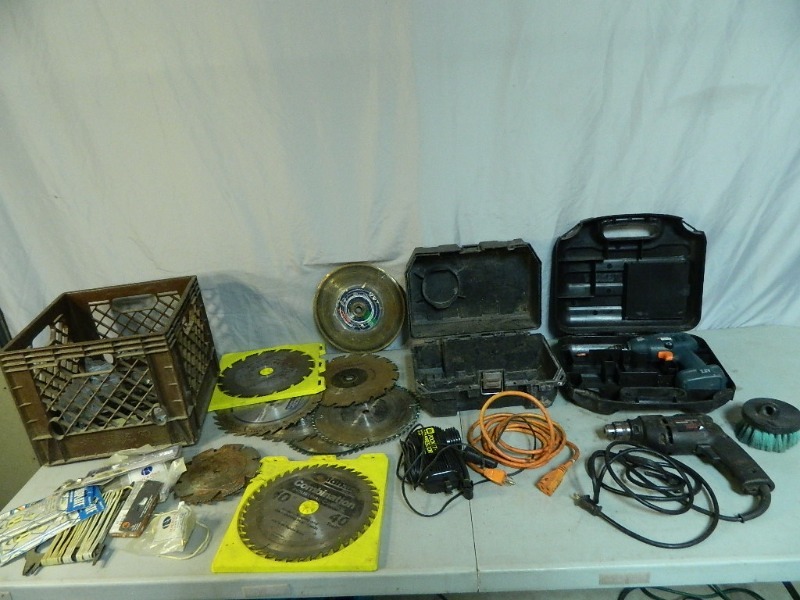 lot 77 image: Craftsman Drill, Saw Blades, Etc