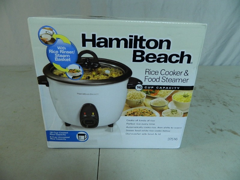 lot 118 image: New Hamilton Beach Rice Cooker and Food Steamer