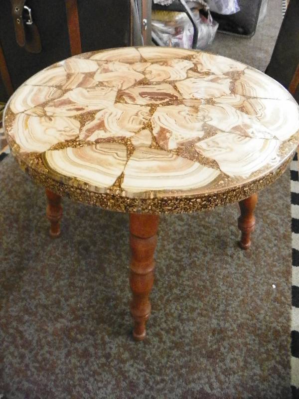 Small side table, rock inlay