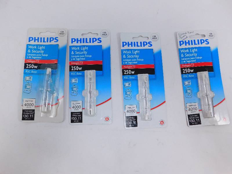 Lot of 4 Philips Halogen T3 250W Bulbs
