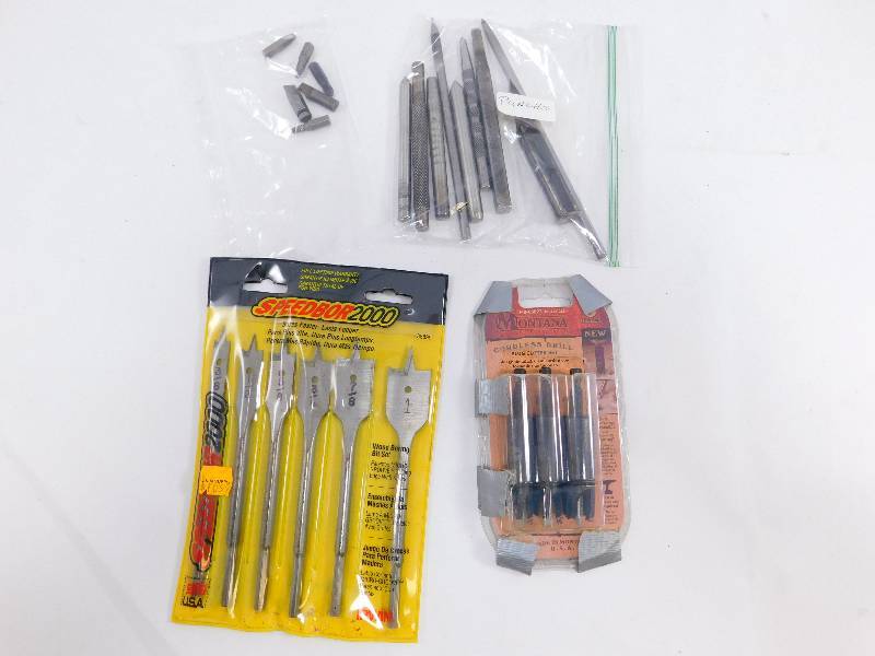 Lot of Drill Bits, Punches, and Plug-Cutter Bits