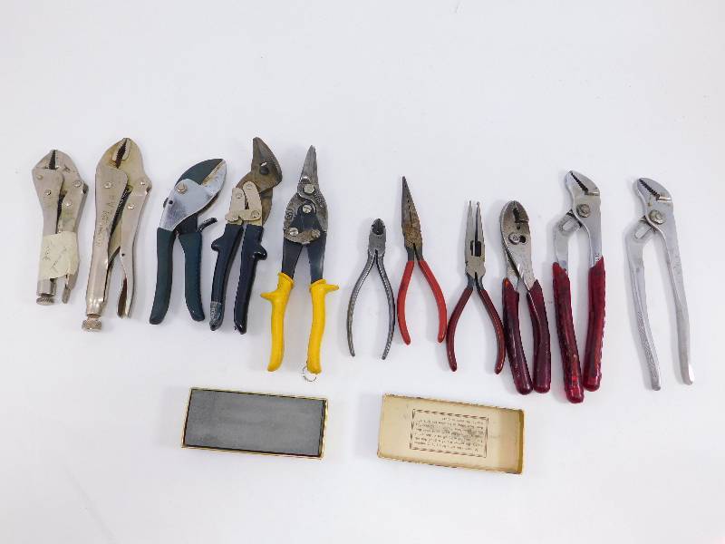 Lot of Pliers, Vise-Grips, Stapler, Metal Cutters, Etc