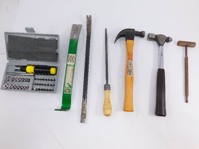 Lot of Hammers, Pry Bars, and Other Tools