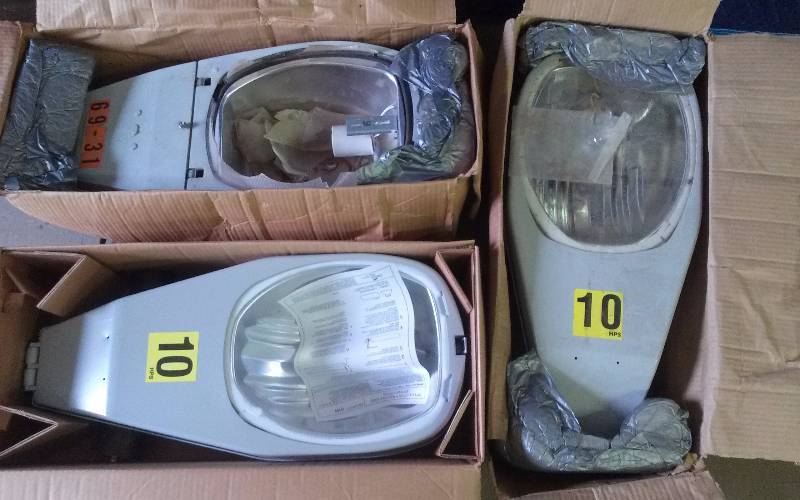 Lot - 4 Large Industrial Outdoor Lights