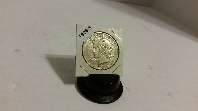lot 95 image: 1926 S (San Francisco Mint) Silver Peace Dollar - 90% Silver 10% Copper - Carded - See Pictures