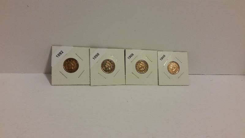 lot 68 image: Lot of (4) Indianhead Pennies including 1892, 1898 and two 1906 Pennies - See Pictures