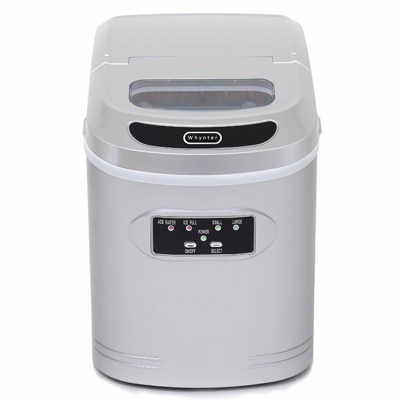 lot 16 image: Whynter Compact Portable Ice Maker 27 lb capacity - Metallic Silver WHYIMC270MS New