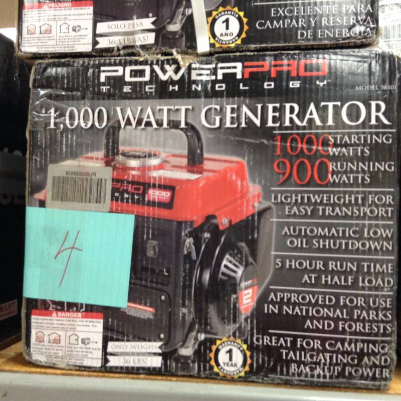 lot 4 image: PowerPro 56101, 900 Running Watts1000 Starting Watts, Gas Powered Portable Generator not used