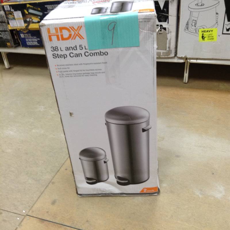 lot 9 image: HDX 38L Stainless Steel Step Can Combo never used